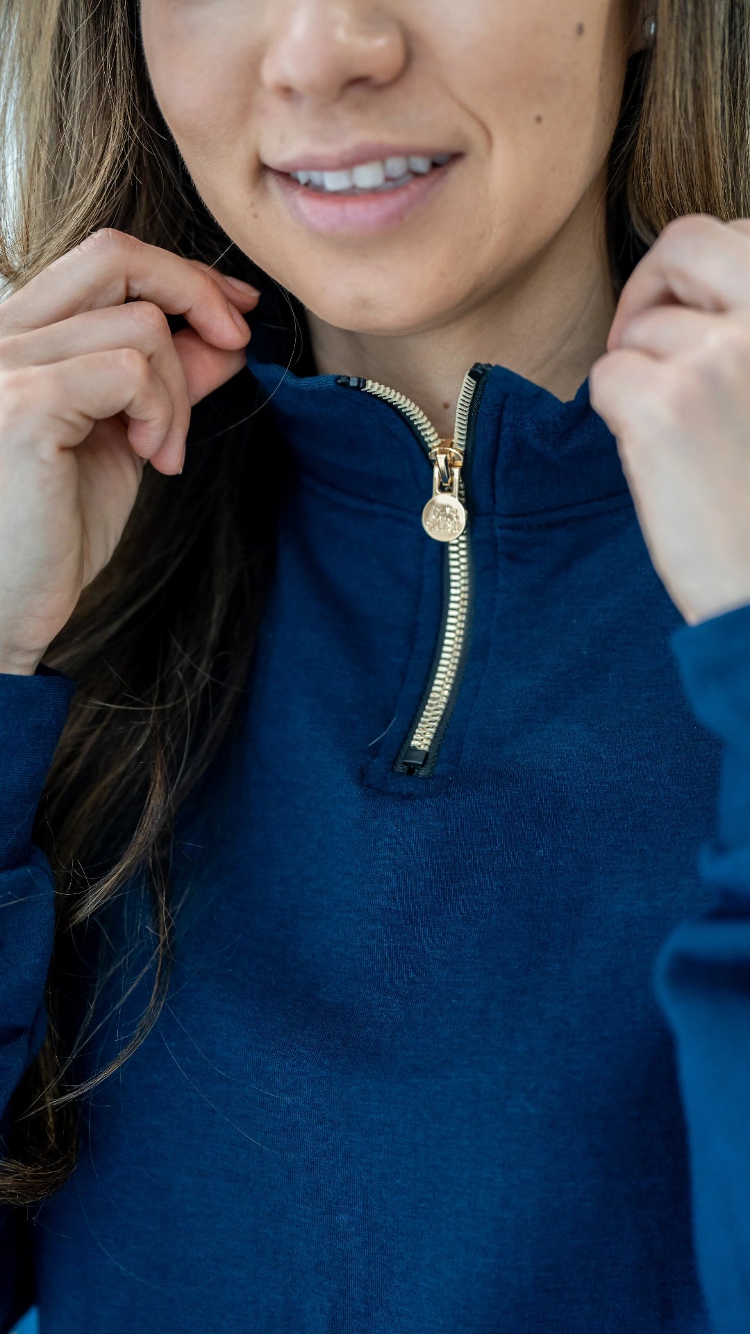 3/4 Navy Pullover – Olive + Splash
