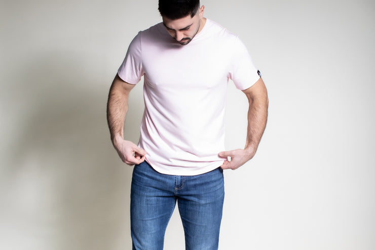 Pink Bamboo Drop-Hem T-Shirt